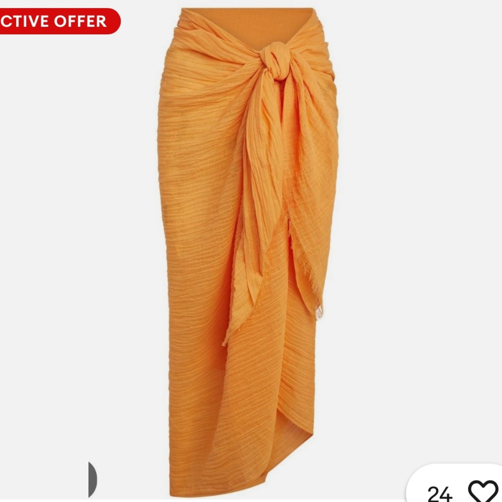 Monday Swimwear Clementine Crinkle Sarong - Vibrant Orange